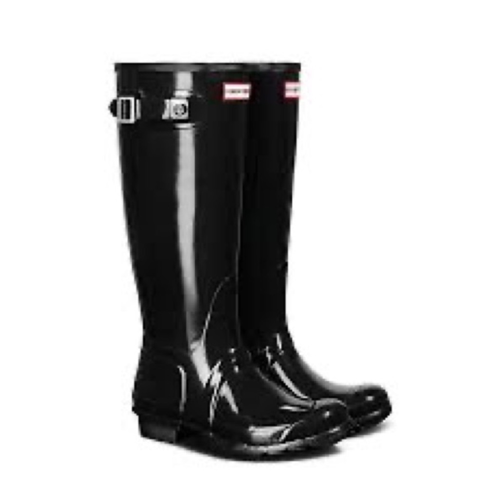Hunter Gloss Black Rain boots, size 9